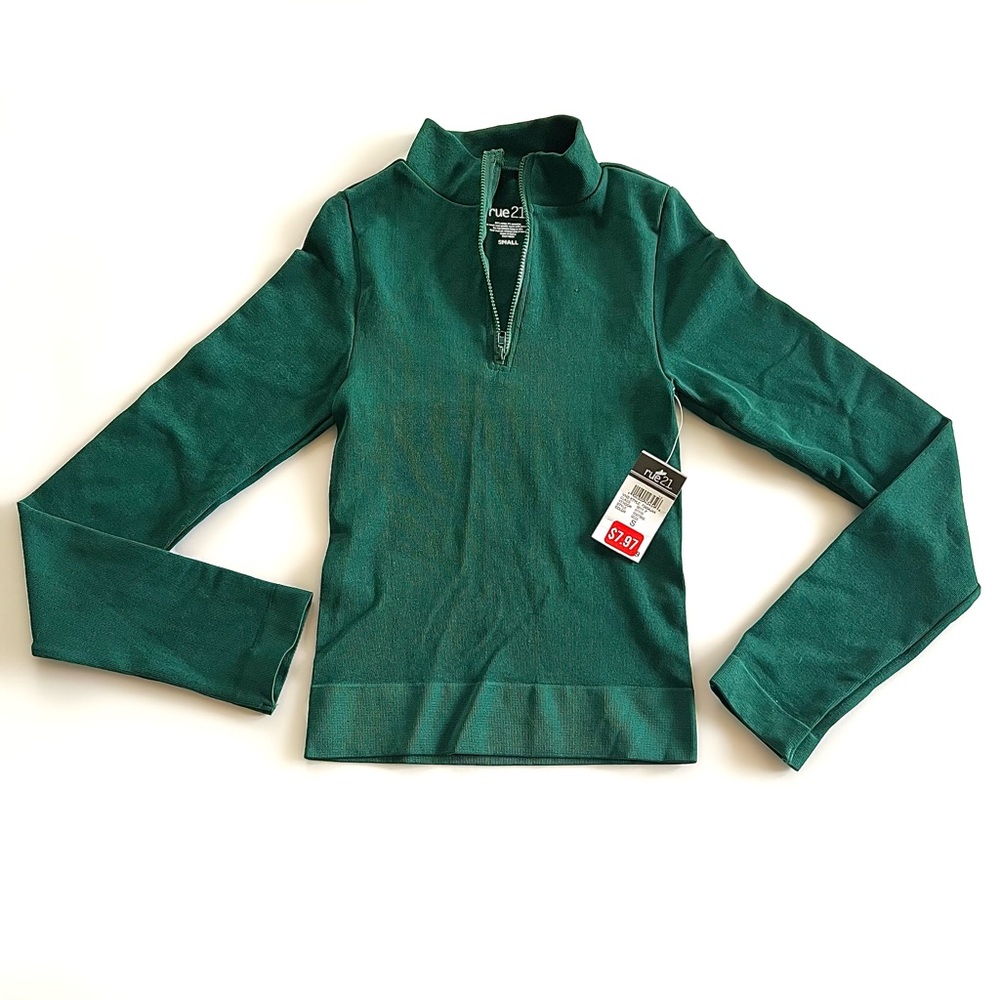 Rue21 Long Sleeve Green Fitted Top Size S